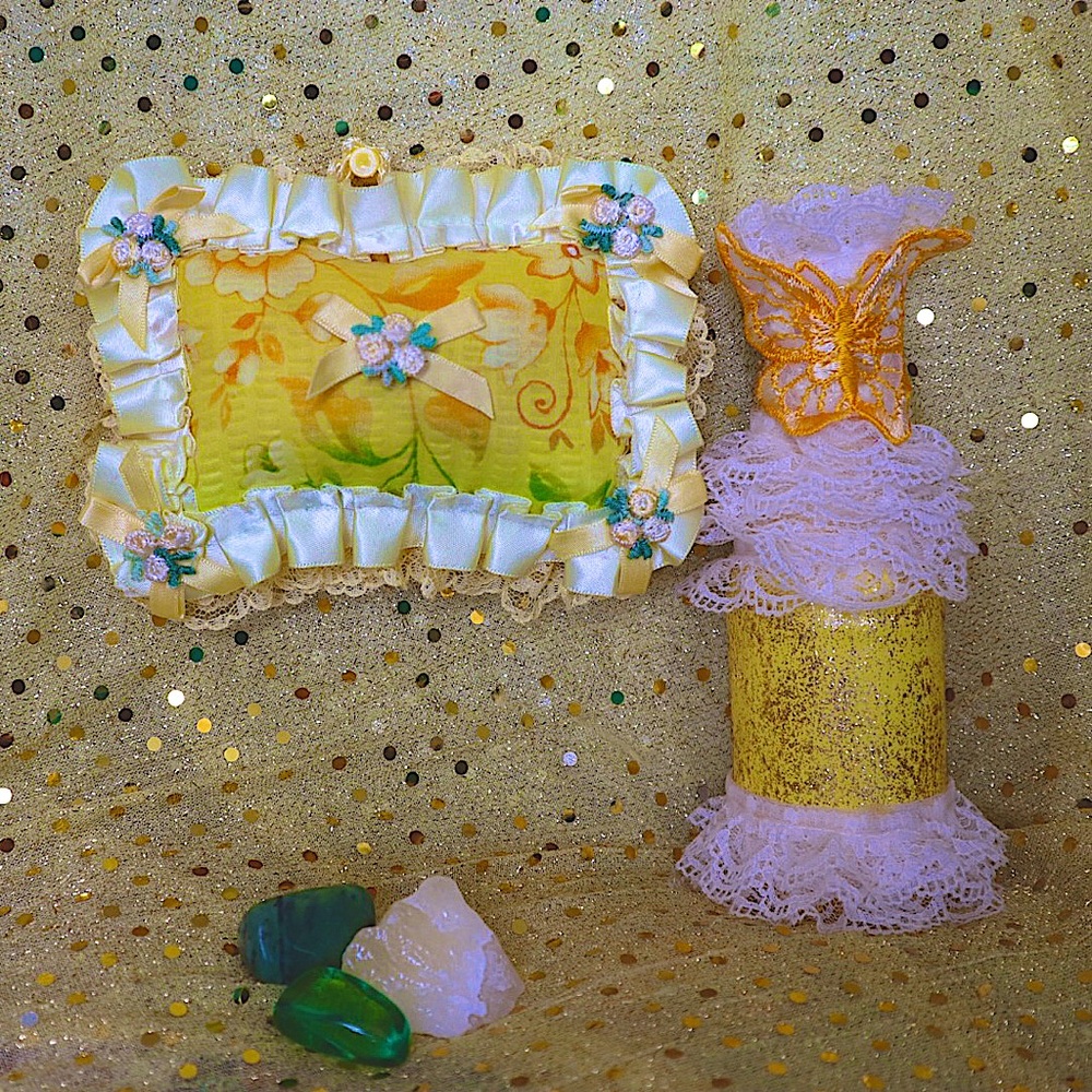Hand Crafted Sunshine Butterfly Gypsy Bottle& LemongrassAroma PillowSet - Picture 2 of 7